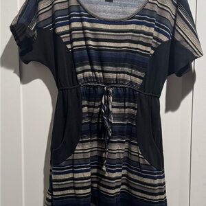 Love Delirious Black and Blue Striped Mini Dress